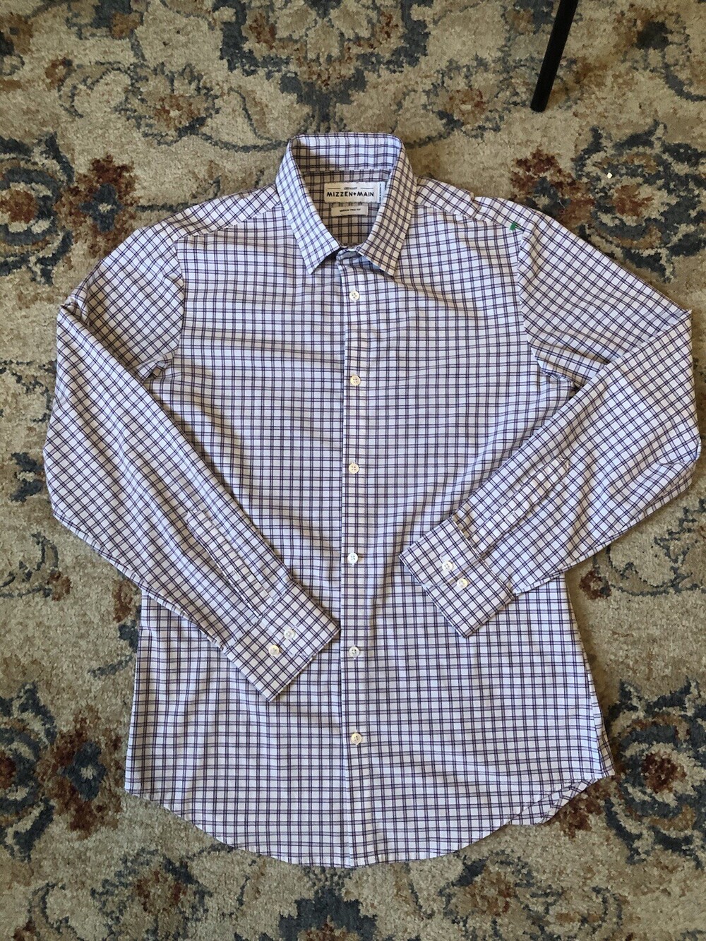 Mizzen Main Long Sleeve Shirt Size M Trim Fit Red Plaid